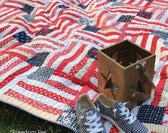 American Dream Quilt Pattern by Angela Pingel, Patriotic Modern Quilt Pattern, Americana Quilt Pattern