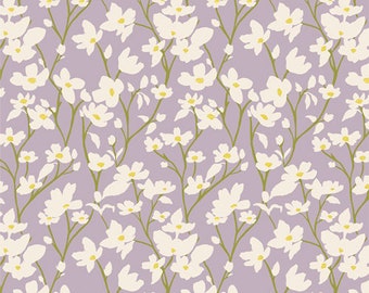 Fresh Linen by Katie O'shea for Art Gallery Fabrics,  Dogwood Moonlight FRE32306, Sold in HALF yard Increments