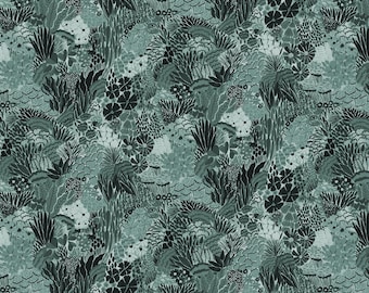 Green World by Boccaccini Meadows for FIGO Fabric, Garden RC90886-62, Garden Fabric, Quilting Fabric, Sold in HALF yard Increments