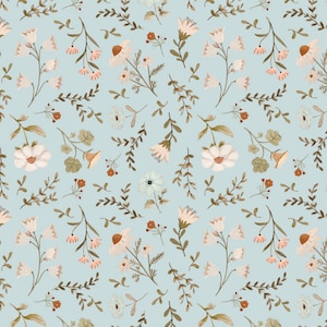 Floral Cotton Quilting Fabric: Meagan Blue Poppie Cotton (Half Yard)