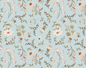 House and Home by Michal Marko for Poppie Cotton Fabrics, Meagan Blue HH22151, Modern Quilting Fabric, Sold in HALF yard Increments