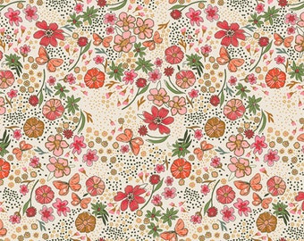 The Flower Fields by Maureen Cracknell for Art Gallery Fabrics,  Floral Abundance Shine FLF85901, Sold in HALF yard Increments