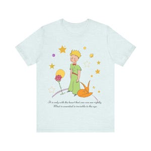 The Little Prince Cotton T-Shirt for Men & Women in Pastel Colors, Le Petit Prince Tee, French Literature Classics, Foreign Language Lovers