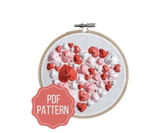 Hearts Embroidery Pattern | Valentine’s Day DIY Instant Download | Cute & Modern Hand Embroidery Design | Gift for Girlfriends