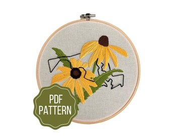 Maryland State Flower Embroidery Pattern | Black Eyed Susan DIY Instant Download | Modern Botanical Hand Embroidery Design