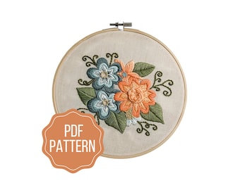 Flower Embroidery Pattern | Floral Bouquet DIY Instant Download | Modern Botanical Hand Embroidery Design