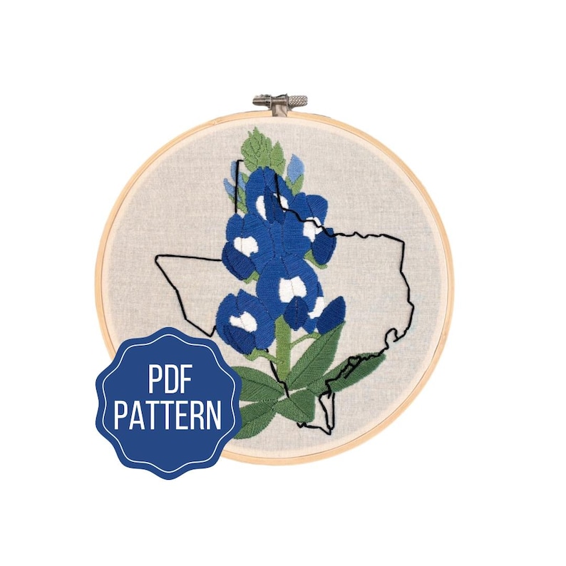 Texas State Flower Embroidery Pattern | Bluebonnet DIY Instant Download ...