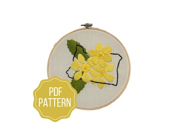 Oregon State Flower Embroidery Pattern | Oregon Grape DIY Instant Download | Modern Botanical Hand Embroidery Design