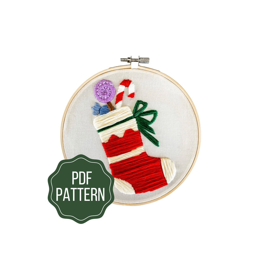 Stocking Embroidery Pattern | Christmas Stocking Filled With Treats DIY ...