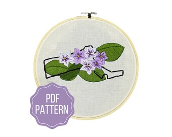 Massachusetts State Flower Embroidery Pattern | Mayflower DIY Instant Download | Modern Botanical Hand Embroidery Design