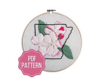 Arkansas State Flower Embroidery Pattern | Apple Blossom DIY Instant Download | Modern Botanical Hand Embroidery Design