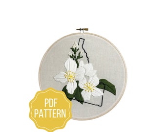 Idaho State Flower Embroidery Pattern | Syringa DIY Instant Download | Modern Botanical Hand Embroidery Design