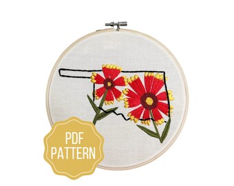 Oklahoma State Flower Embroidery Pattern | Wildflower DIY Instant Download | Modern Botanical Hand Embroidery Design