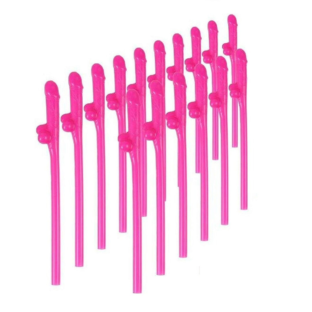 Bachelorette Party Decorations Naughty Bride Pink Straws Etsy