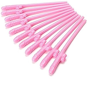 Bachelorette Party Decorations Naughty Straws I PACK OF 12 I Bride Pink Straws I Regular Naughty Funny Bridal Shower Supplies