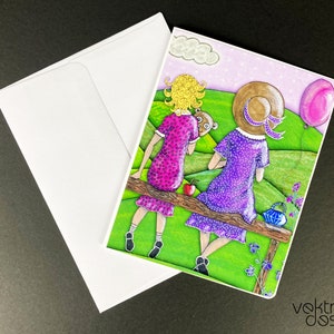 Carte de vœux faite à la main, Sœurs pour toujours, Carte personnalisable, Carte d’amitié, Cadeau d’anniversaire, 4,25 x 5,5 pouces, Blanc à l’intérieur