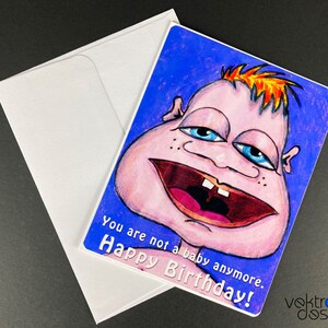 Tarjeta de felicitación hecha a mano, tarjeta de felicitación ilustrada, tarjeta de cumpleaños del bebé, tarjeta de feliz cumpleaños, tarjeta personalizable, tarjeta en blanco, 4.25 x 5.5 pulgadas