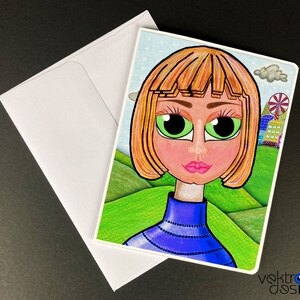 Carte de vœux faite à la main, Carte personnalisable, Carte de vœux enfant, Carte d’amitié, Carte Sœurs, Cadeau d’anniversaire, 4,25 x 5,5 pouces, Blanc à l’intérieur