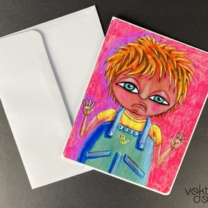 Handgemachte Grußkarte, Trick or Treat, Personalisierbare Karte, Grußkarte für Kinder, Halloweenkarte, 14,5 x 14,5 zoll, Innen blanko