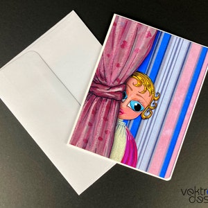 Handgemachte Grußkarte, Peek A Boo, personalisierbare Karte, KinderGrußkarte, Freundschaftskarte, Geburtstagsgeschenk, 12 x 14,5 cm, Innen blanko
