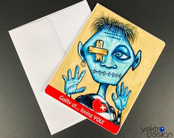 Handmade Greeting Card, Valentine's Card, Love Card, Customizable Card, Friendship Card,  4.25 x 5.5 inch, Blank Inside
