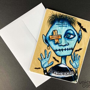 Cartão de felicitações personalizável feito à mão, Halloween, cartão de felicitações infantil, cartão de felicitações infantil, cartão de Halloween, 4,25 x 5,5 polegadas, interior em branco