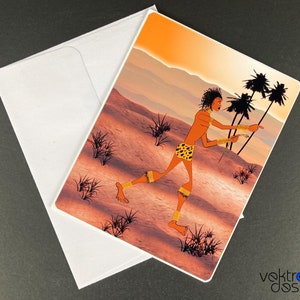 Afrikaanse verhaal wenskaart, aanpasbare kaart, vriendschapskaart, geïllustreerde kaart, wijsheidskaart, blanco binnenin, 4,25 x 5,5 inch