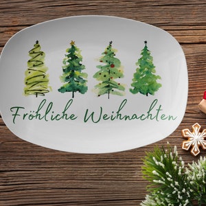 Fröhliche Weihnachten platter, German Kitchenware, German gift, Deutsch, German Christmas home decorations, ThermoSāf® Polymer (NOT CERAMIC)