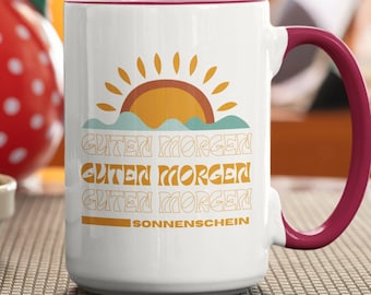 Retro German mug gift, Guten Morgen Sonnenschein, Gift for German, coffee cup, tea mug