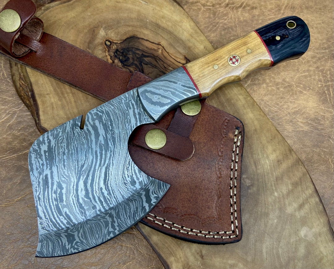 Premium Handmade Damascus Steel Mini Axe with Antler Handle