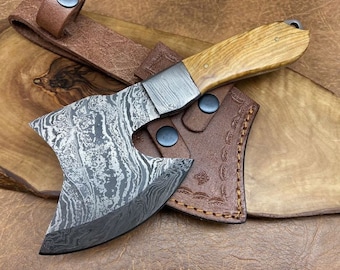 Handmade Damascus Steel Small Axe Camping Collectable Amazing Gift 21cm X10-O