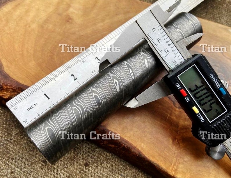 Original Damaskusstålstång 30 mm Billets Barr Smyckesringar Penna Tillverkning Ämnen bild 3