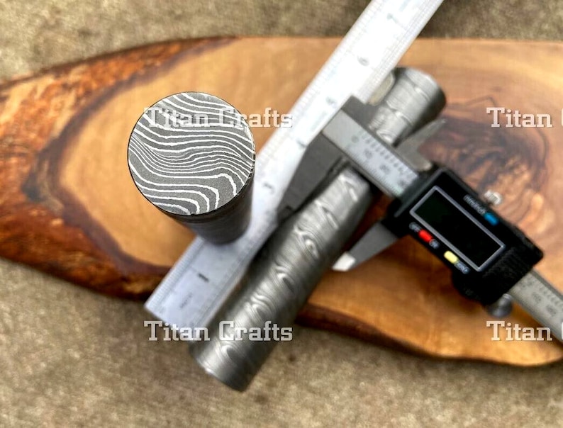 Original Damaskusstålstång 30 mm Billets Barr Smyckesringar Penna Tillverkning Ämnen bild 5