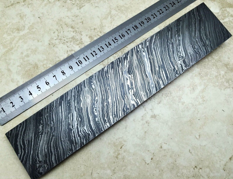 Hand forged Damascus Steel Billet Bar 25x5 cm Premium Quality FireStorm image 1