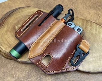 Handgemaakte EDC-riemlus multitool schede rundleer premium kwaliteit campingstruik knutselcadeau