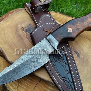 Handmade Damascus Steel Knife Bowie Hunting Camping Collectible Gift BW05