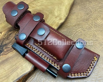 Handgemaakte bruinleren messenschede voor Bushcraft Camping Jacht Cadeau 24 cm