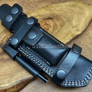 Premium Handmade Cowhide Leather Sheath Black for Bush craft Camping Hunting Knives Gift 23cm