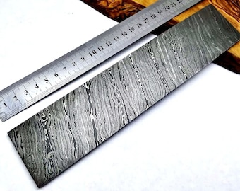 Hand forged Damascus Steel Billet Bar 25x5 cm Premium Quality Twisted