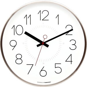 Marksson - White - Kinney No-Ticking Silent Wall Clock - 12 inch Quartz - Stainless Steel, Premium Grade, High End - Modern Minimalist