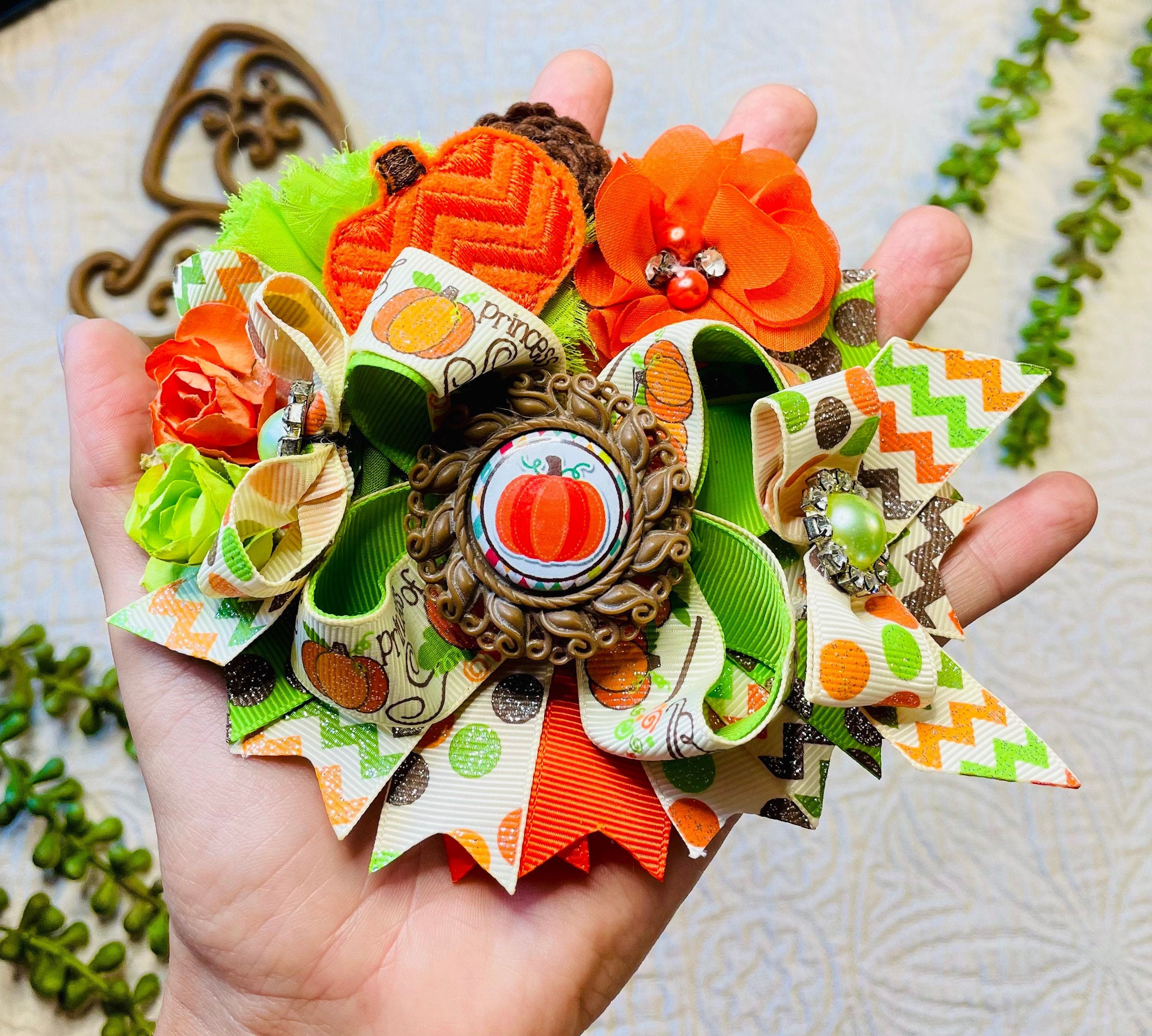 Pumpkin Halloween Hair Bow