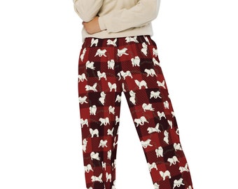 Samoyed Lights Wide-Leg Pajama Pants, Loungewear 2XS-6XL - Florida Snowflakes Custom Apparel