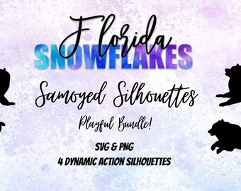 Samoyed Silhouette SVG PNG Playful Bundle - Instant Download - Commercial Use - Florida Snowflakes Custom Designs