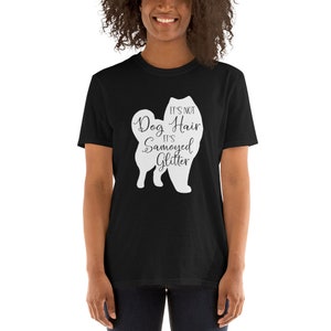 Samoyed Glitter White on Dark Short-Sleeve Unisex T-Shirt - Florida Snowflakes Custom Apparel