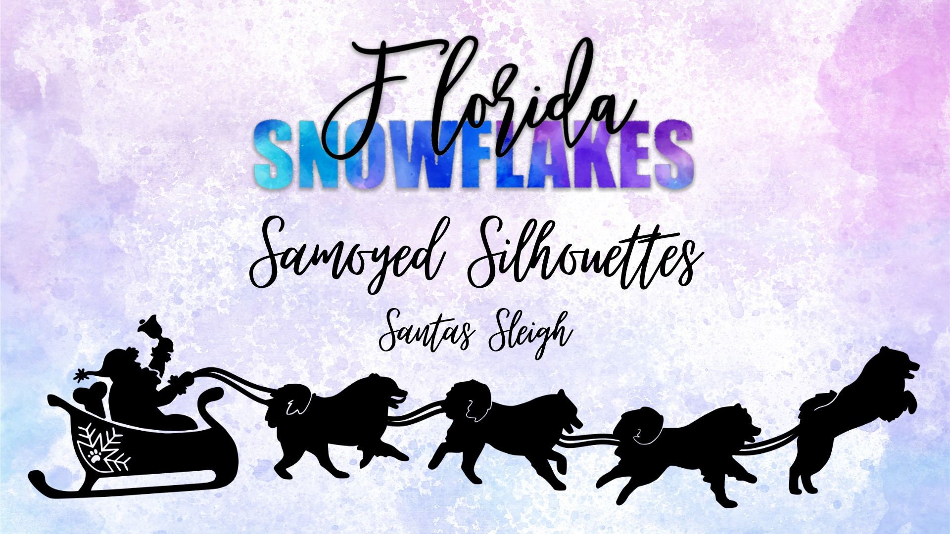 Samoyed Silhouette SVG PNG Santa's Sleigh Bundle, Instant Download, Commercial Use - Florida Snowflakes Custom Designs