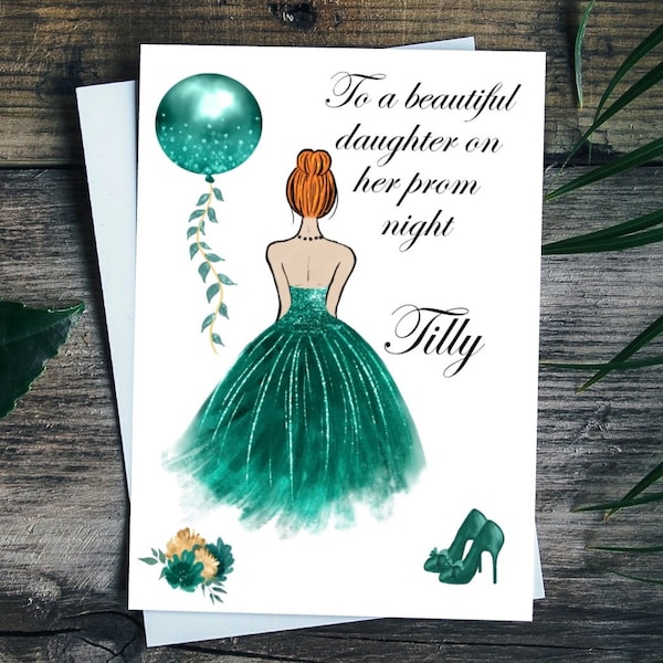 Personalised Prom Night Card Choice Of Dress Colour Daughter Goddaughter Granddaughter Niece