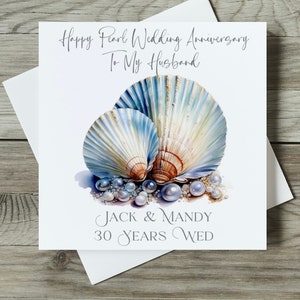 Greeting Card Husband Personalised Pearl 30th Wedding Anniversary Card