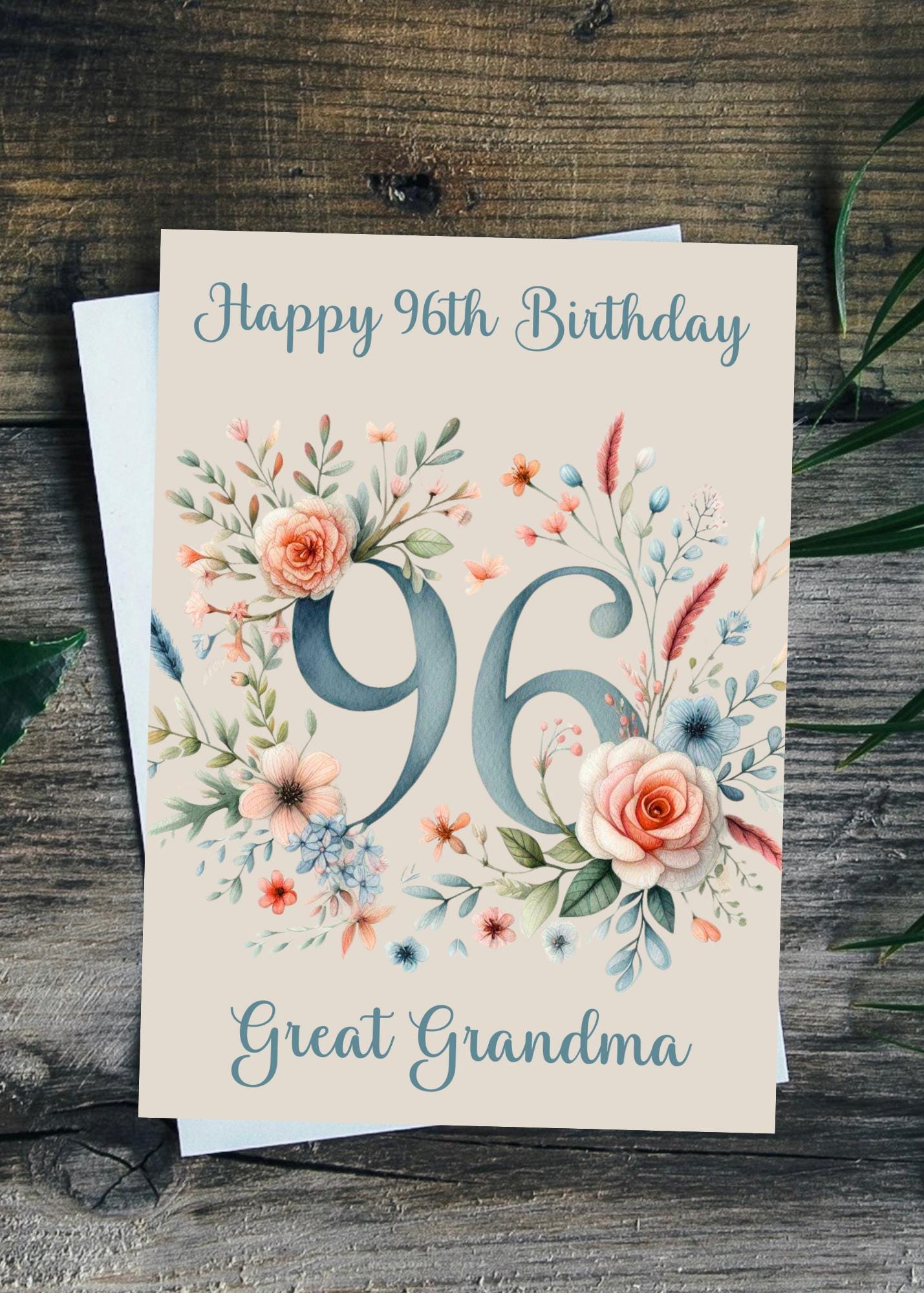 96th Birthday Card Personalised for mum, aunt, nanna, grandmother, friend