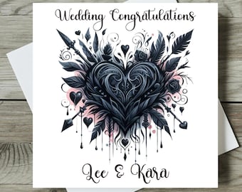 Gothic Wedding Card Goth Wedding Personalised Alternative Wedding Card