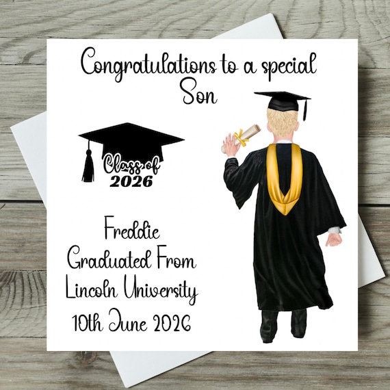 grad card size Son Graduation Card Personalise Any Relation Large 8” Size & Inside Message  Options